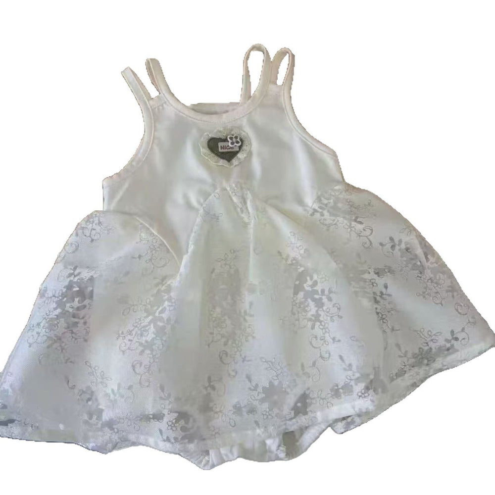 Baby embroidered romper dress - perfect for first birthday celebrations! summer style, trendy baby bodysuit with princess tulle skirt - crawling suit