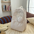 Korean style ins wind dot backpack with headphone holder - cute, fresh, and casual backpack for middle school, high school, and college students