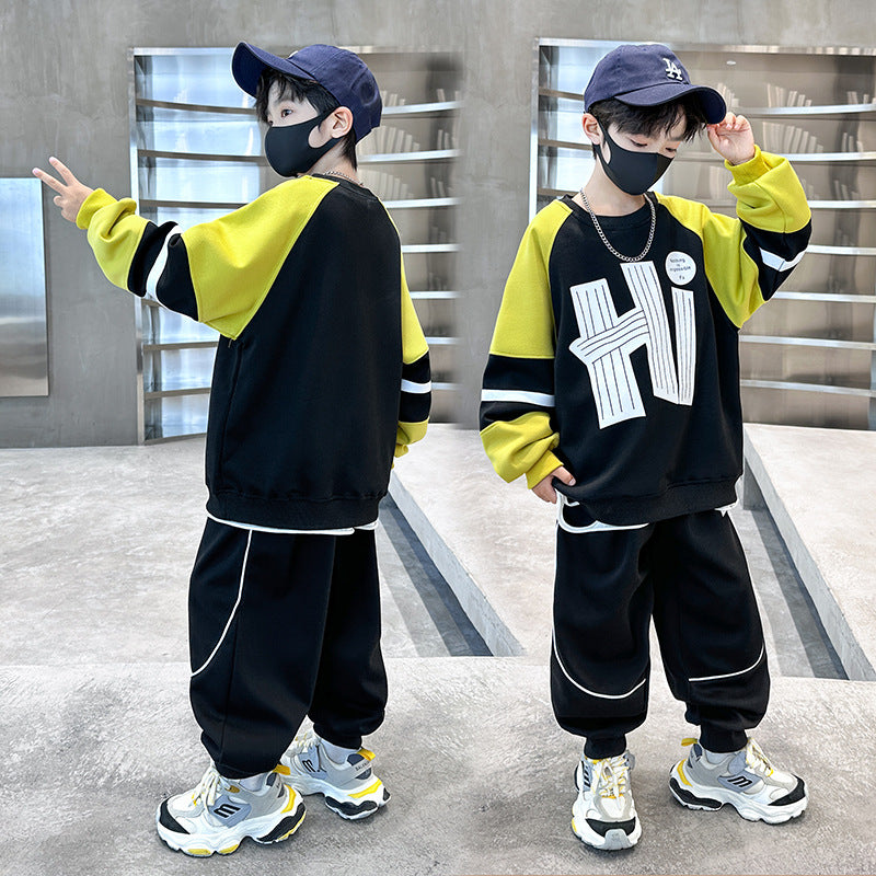 Kids' fall outfit: cool & stylish hoodie set - trendy boy's  new arrival - handsome two-piece set for boys, perfect for spring and autumn