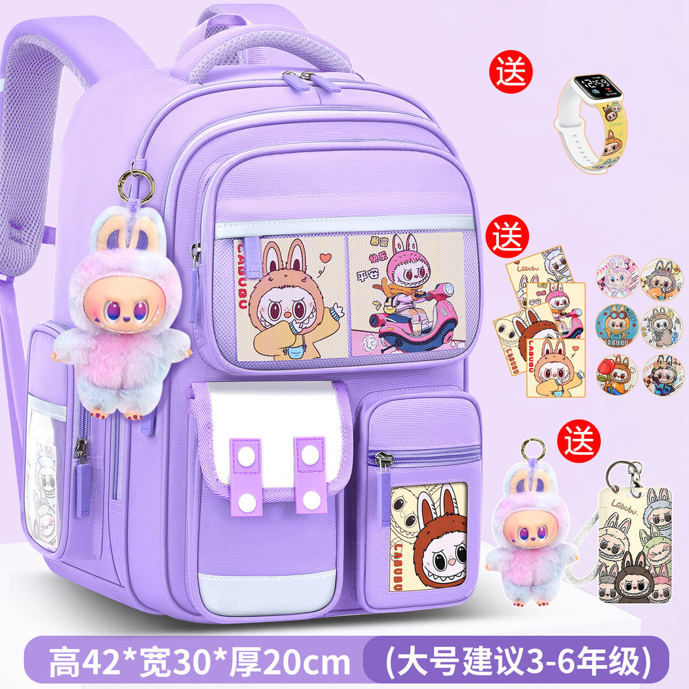 Labubu backpack - new 2026 model for elementary school students (grades 1-6). lightweight, spine-protecting, and load-reducing design for boys and girls