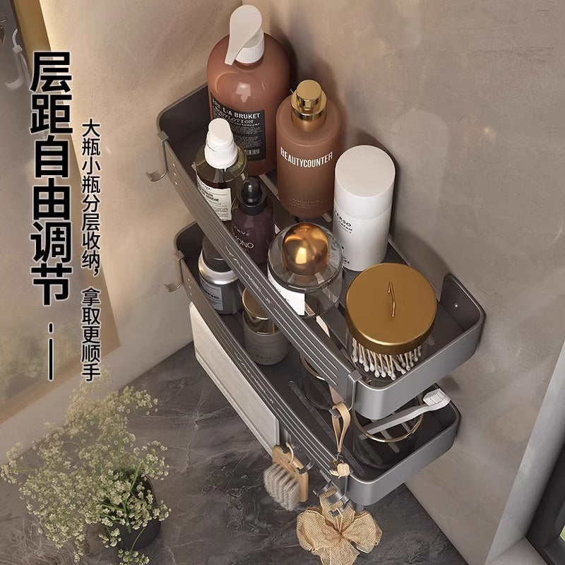 Gun gray bathroom storage rack bathroom toilet punch-free bathroom sink corner wall-mounted storage rack