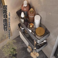 Gun gray bathroom storage rack bathroom toilet punch-free bathroom sink corner wall-mounted storage rack