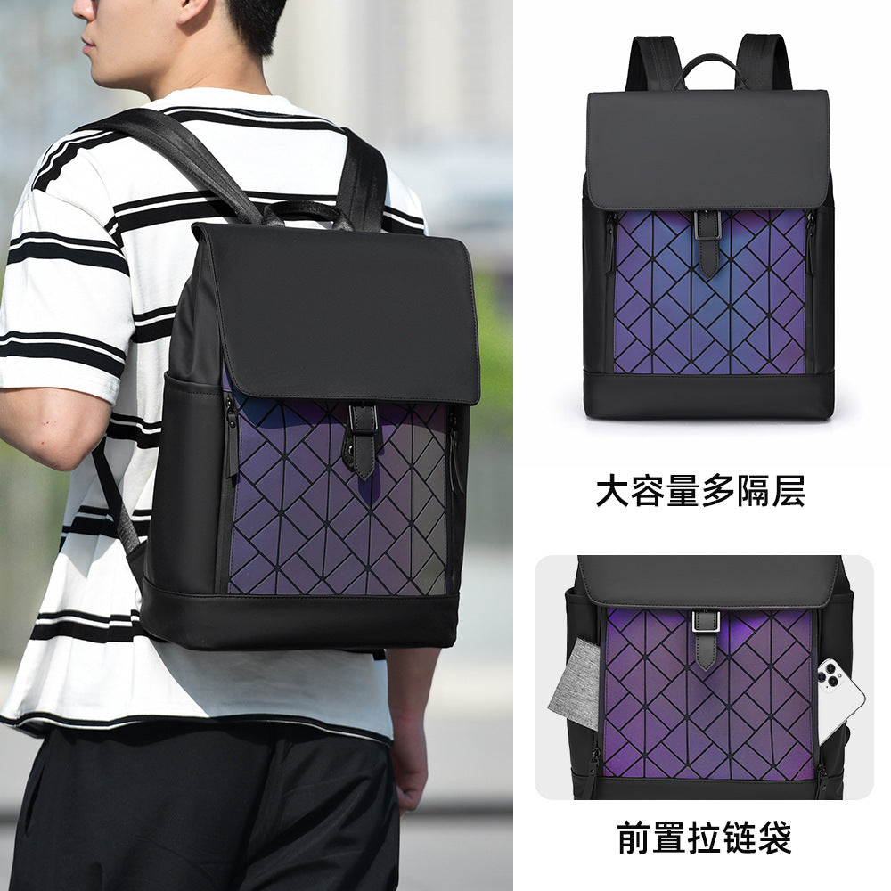 Cross-border  trend casual backpack new diamond laser student schoolbag men's commuter hand carry computer bag
