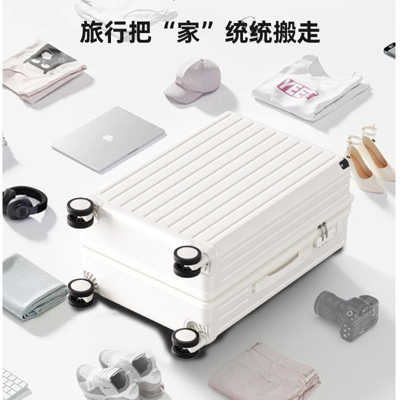 Luggage 24-inch multi-functional suitcase with cup holder, strong and durable trolley case 20-inch password box, large capacity