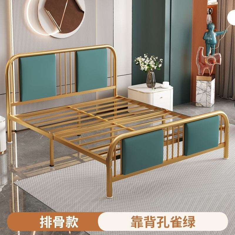 Iron bed double modern casual soft bed for home soft back bed apartment 1.35m b&b single iron bed