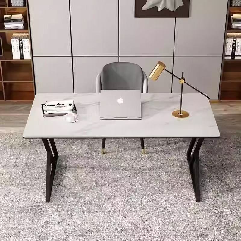 Luxury sintered stone computer desk - home office bedroom student study table - french cream style white desk