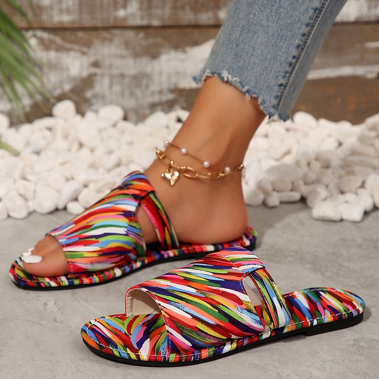 European and american plus size flat sandals for women,  summer new arrival, comfortable open-toe beach slippers, factory wholesale