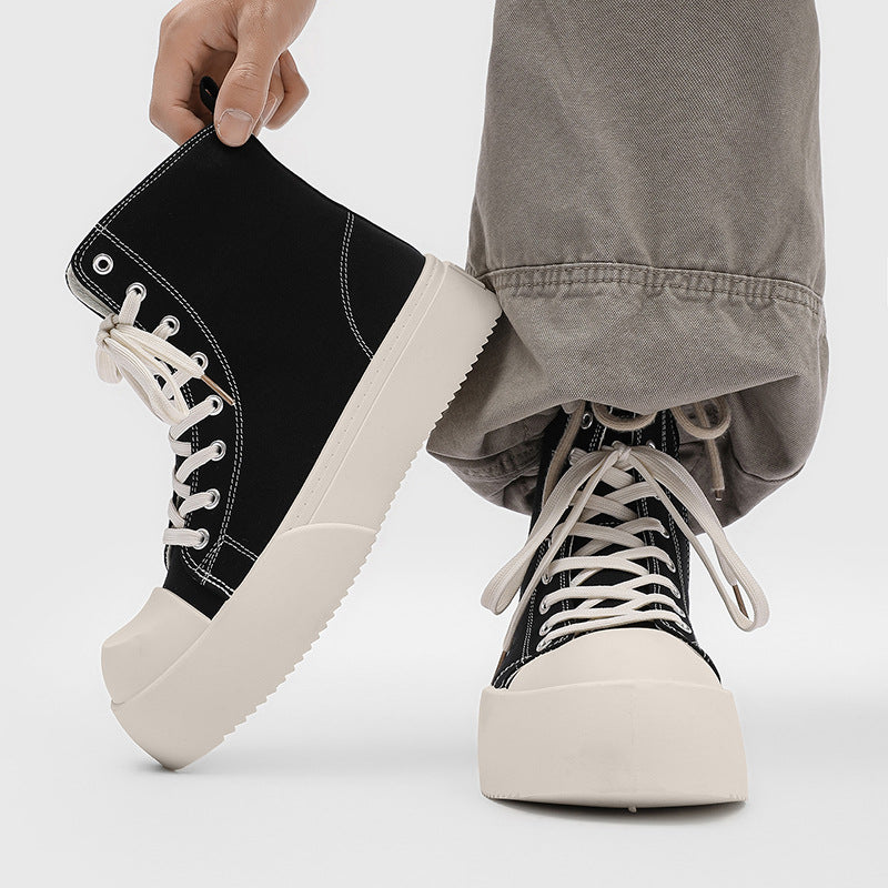 Canvas shoes for men spring 2026new arrivaltrendyeasiest for matchthick solemickey men's shoes sports casual big toe high-top sneakers