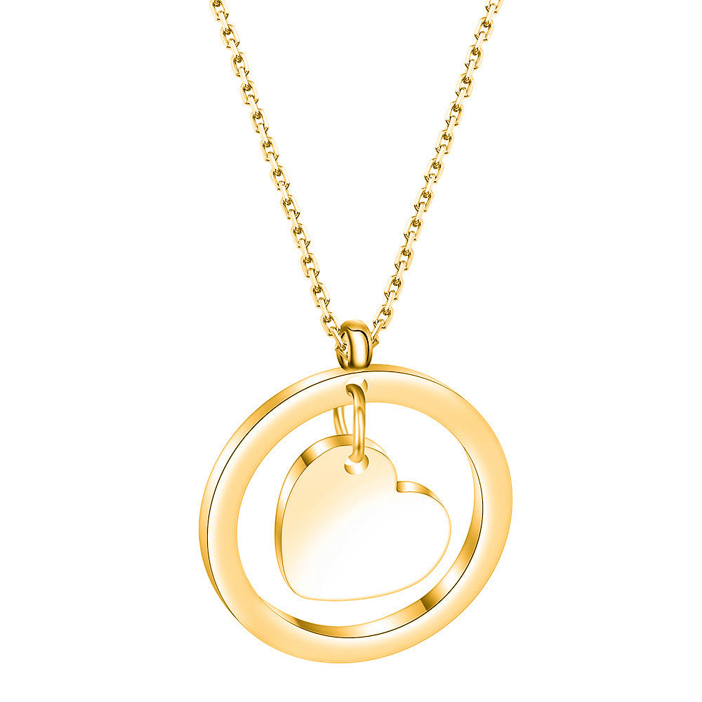 304 stainless steel 26 letter round hollow heart initial necklace - personalized name engraving couple gift necklace for women