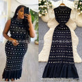 European and american style high-end sleeveless dress for women - summer stand collar, rhinestone embellished, slim fit, light luxury mermaid maxi dress