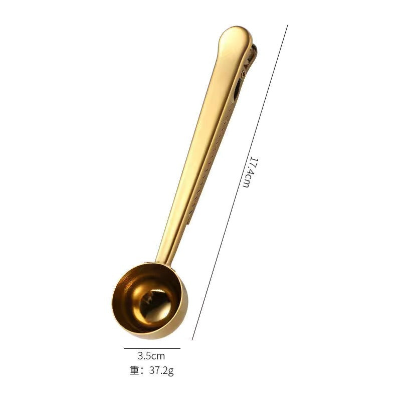 304 stainless steel ice cream scoop measuring spoon two-in-one 0.05kg scoop sealing clip coffee baking measuring bean spoon