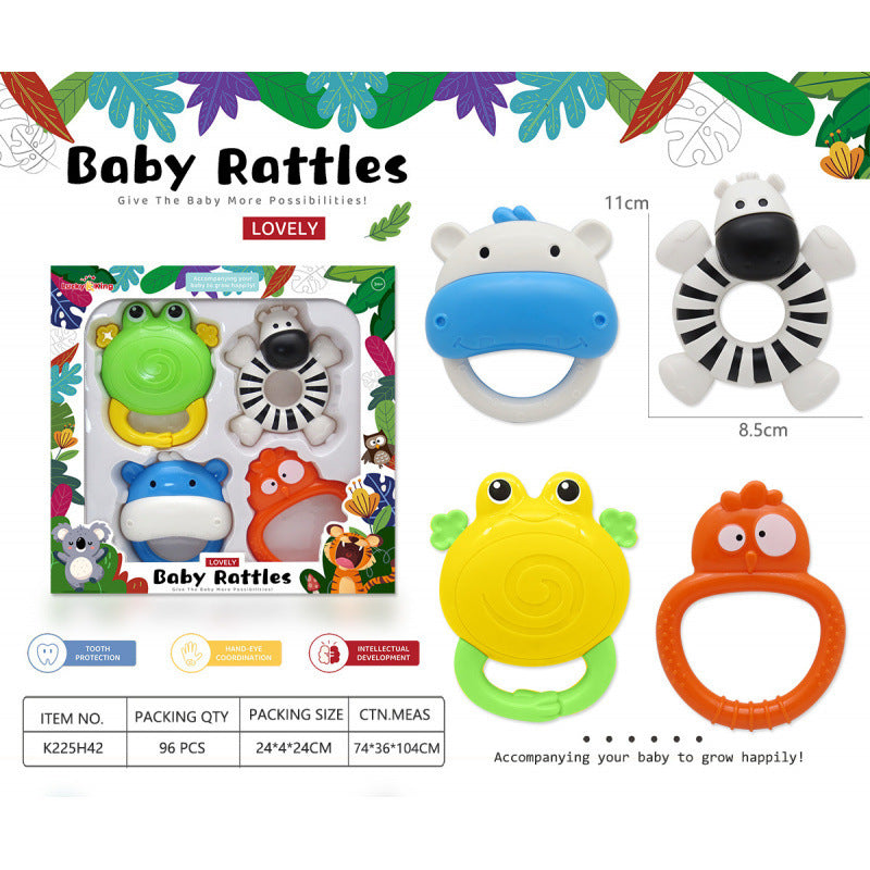 Cross-border export baby toys 0-1 years old gift box rattle set newborn baby soothing hand crank grip puzzle