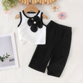 Kids clothing cross-border exclusive for european and american girls new arrival children's white vest + brown pants children's clothing