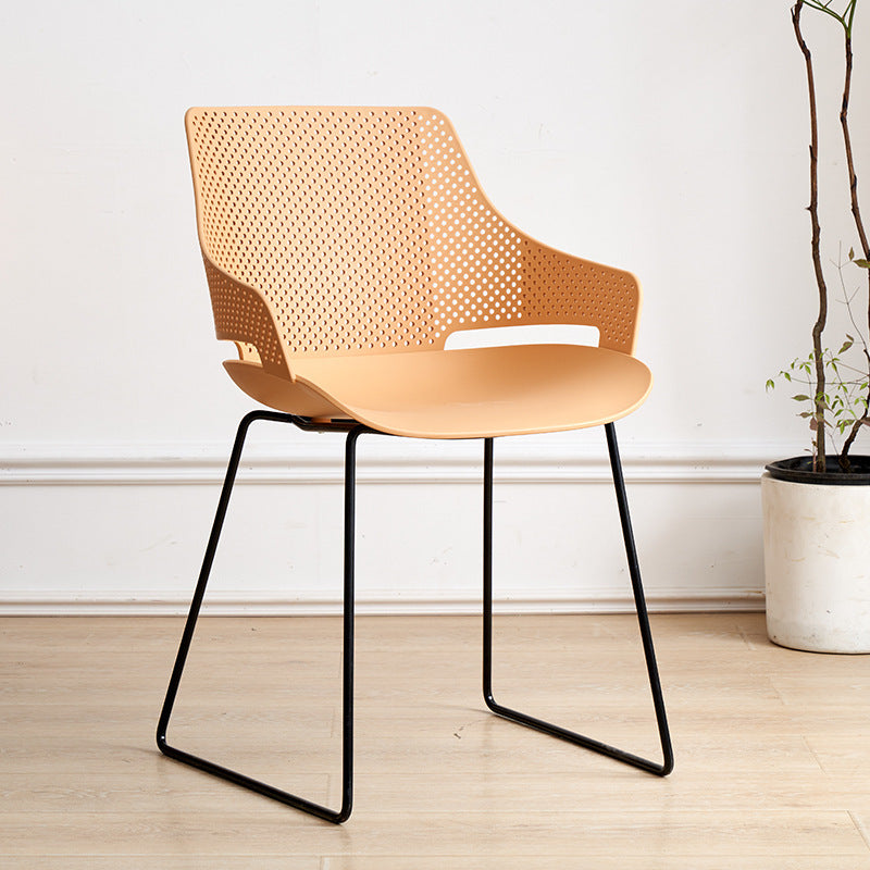 Nordic style iron and plastic backrest dining chair - suitable for dining room, outdoor, bedroom vanity, library, and casual seating