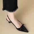 French chic pointed-toe patent leather closed-toe sandals - 2025 new collection, ethereal style, retro versatile stiletto heel, open back sandals