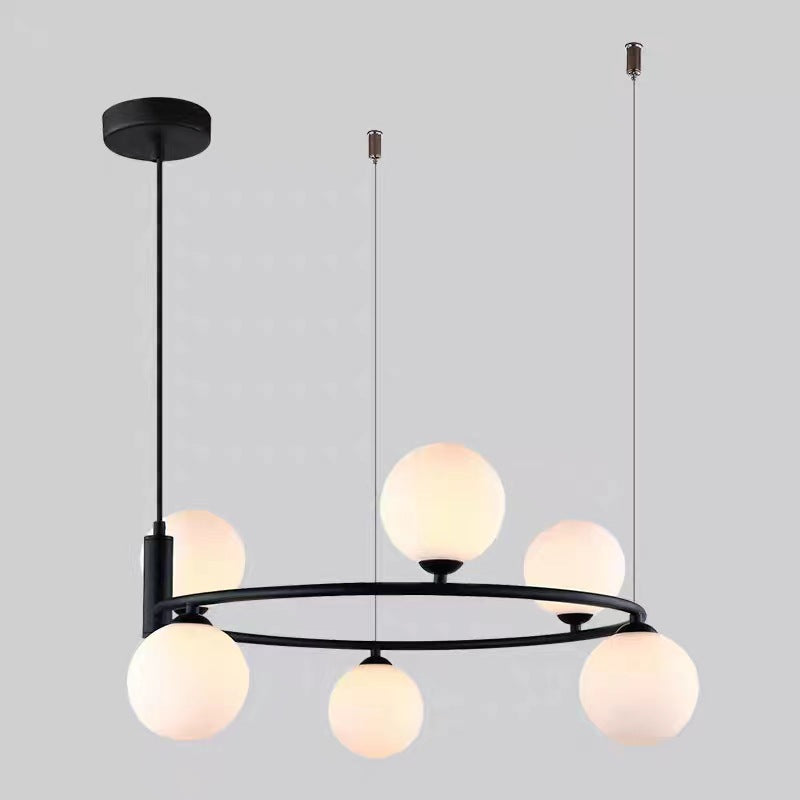 Stylish, simple and creative Nordic circular bedroom light New Chinese hotel showroom model room Home living room chandelier