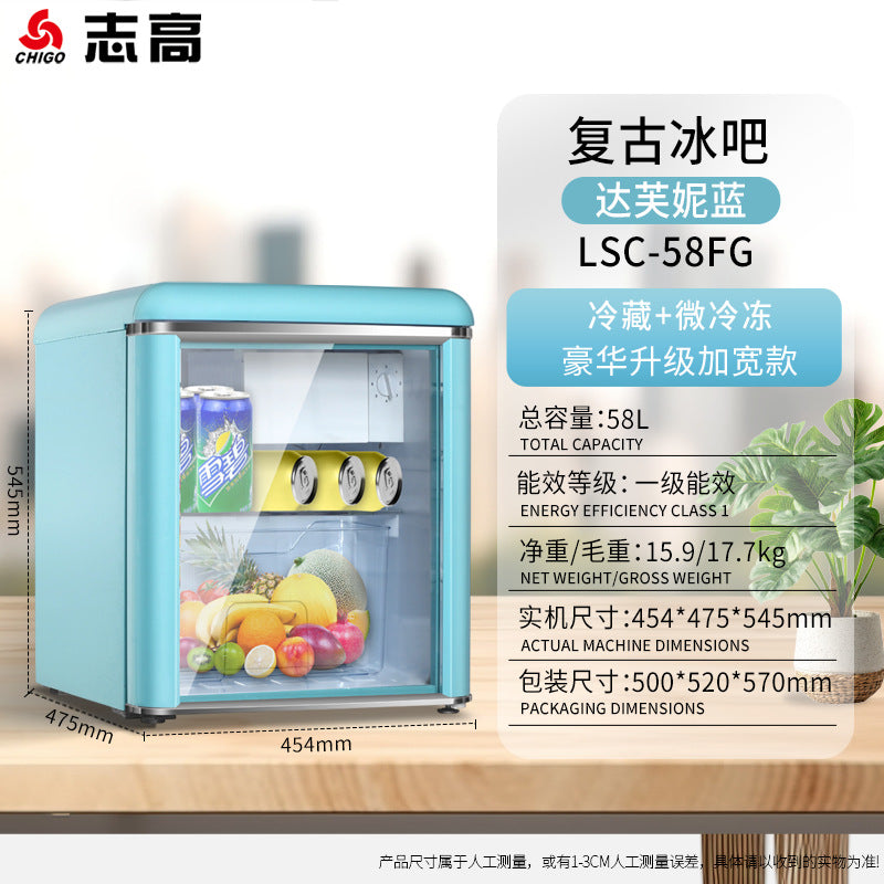 Chigo hotel mini fridge - compact refrigerator for living room, office, beverage, tea, and vintage-inspired ice bar
