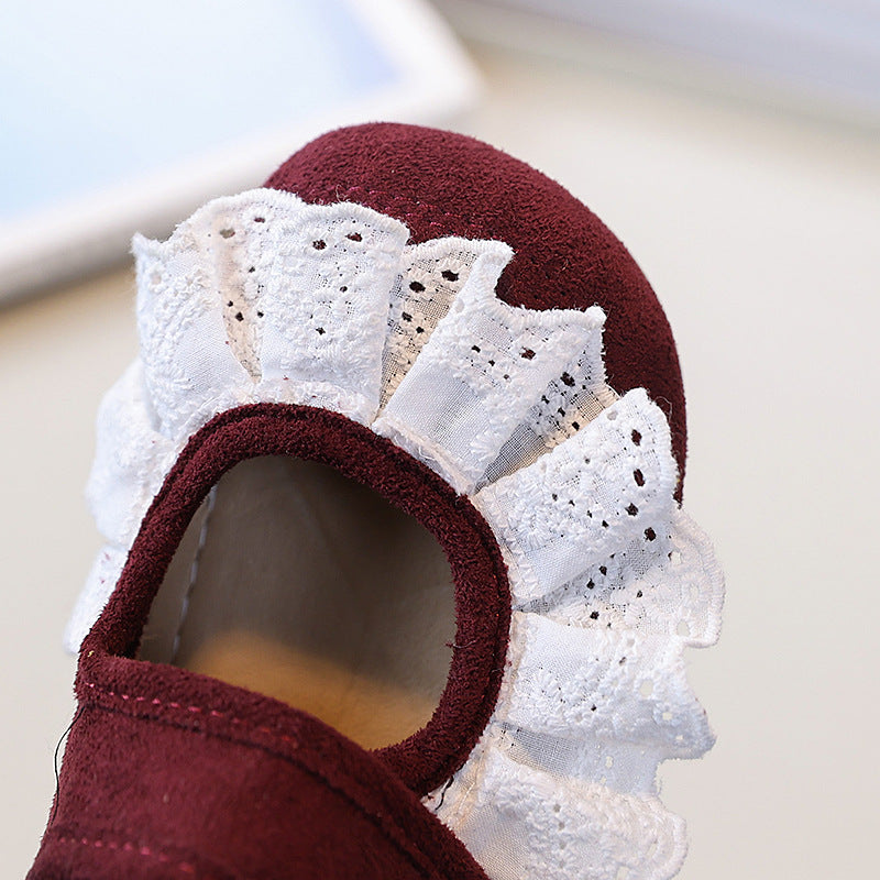 Insfrench small leather shoes  spring autumnew arrivalk-stylegirllace princess shoes soft bottom beanie shoes