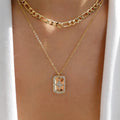 Fashion cross-border e-commerce jewelry diamond-encrusted thick chain multi-layer necklace exaggerated alloy pendant small fragrant clavicle chain for women