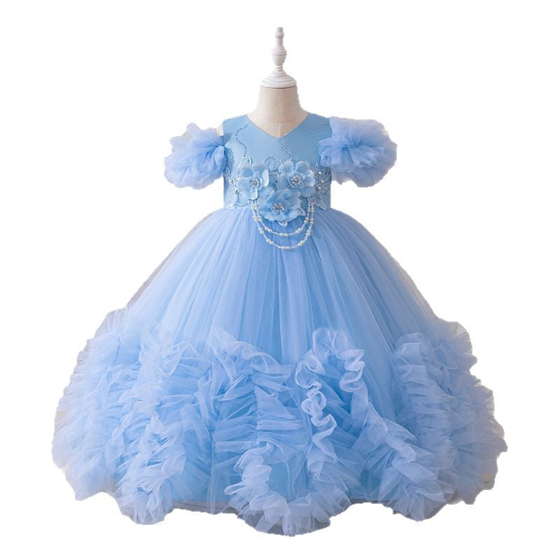 Girls' dresses flower girl wedding dresses tutu skirts girls' flower girl wedding dresses evening gowns runway fashion trendy cross-border ready stock