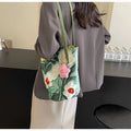2024 new oil painting floral niche high-end shoulder bag, versatile, large capacity commuter bucket bag for women - stunning design
