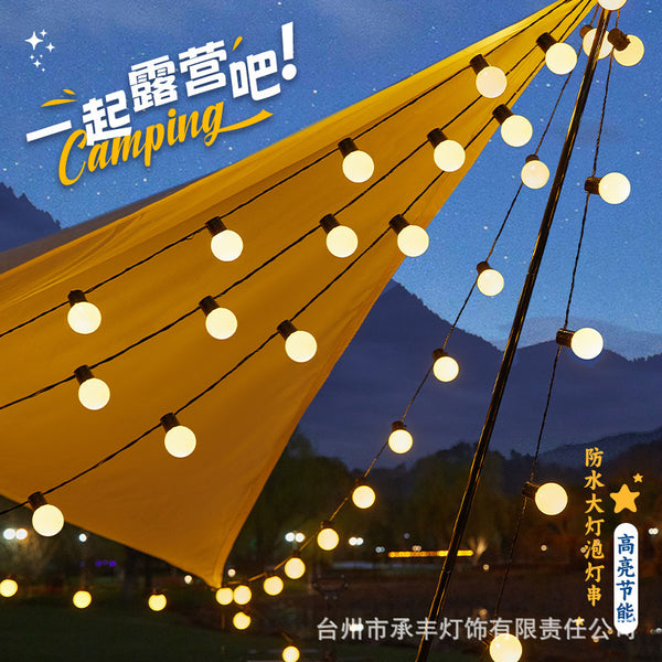 Bulb string led outdoor camping ambient light solar lantern string light G50 canopy wedding stall decorative light