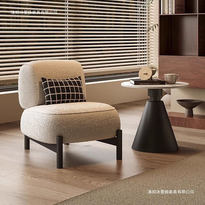Cream mid-century style living room single sofa designer style living room beauty salon reception fabric cashmere casual chair