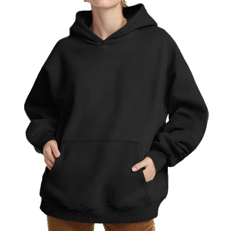 cross-border e-commerce women's fashion: european and american summer new arrivals - solid color, unique casual hooded long sleeve loose fit sweatshirt