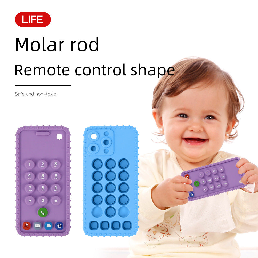 Baby Teether Toy Press Mobile Phone Toothpaste Food Grade Silicone Molar Stick Remote Control Baby Toy