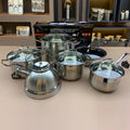 New arrival cross-border stainless steel pot set for home twelve-piece set of multi-bottom frying pan milk soup pot kitchenware manufacturer wholesale