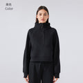 Half-zip high stand collar pullovertops women's fall and winternew arrivaloutwearheattech fleece thickened sports sweatshirtdaw150