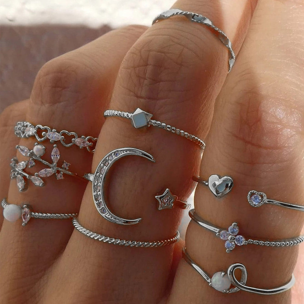 Wholesale full diamond rings: european and american cross-border jewelry, trendy ins style star rings, women's niche light luxury ring sets and accessories