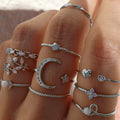 Wholesale full diamond rings: european and american cross-border jewelry, trendy ins style star rings, women's niche light luxury ring sets and accessories