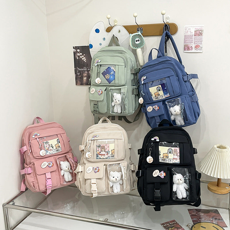 Korean version of fresh and cute junior high school backpack women's large-capacity leisure primary school schoolbag light storage campus backpack