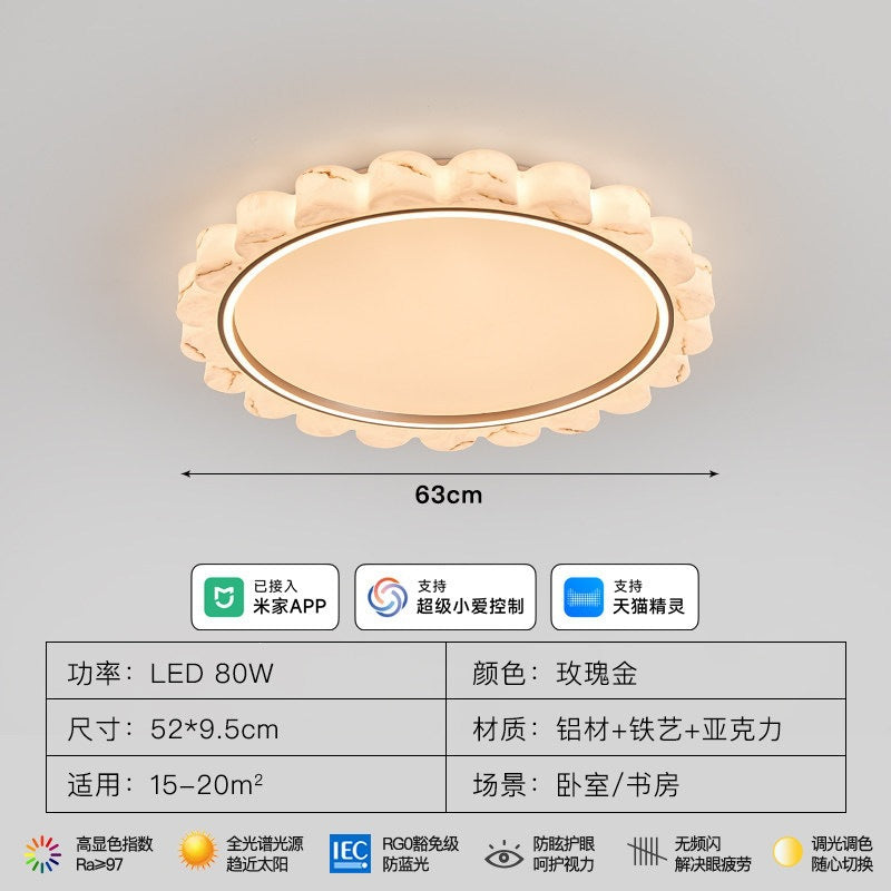 Modern minimalist cloud marble ceiling light for bedroom, smart eye-caring study lamp, led high-end room lighting fixture