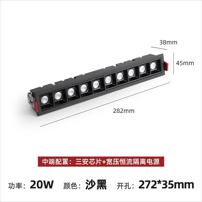 Embedded grille line light led strip spotlight ceiling light Zhongshan lighting corridor living room without main light lighting