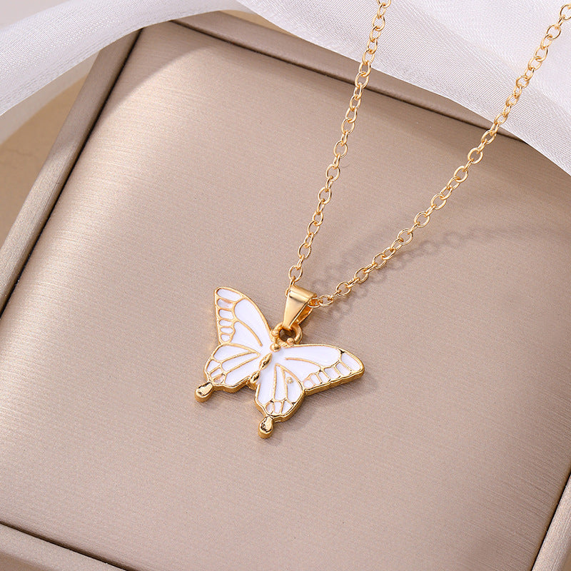 European and american cross-border e-commerce jewelry fashion enamel alloy pendant personalized enamel butterfly necklace autumn new jewelry