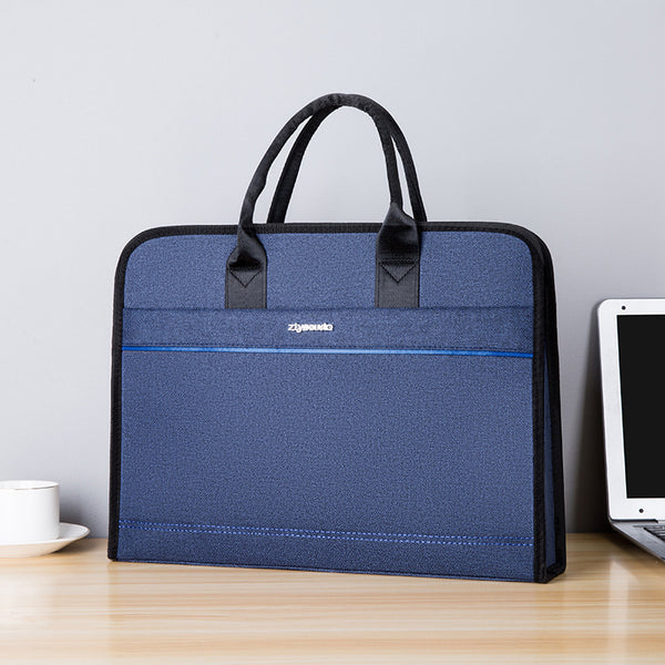 Yiyunchen Men's Briefcase Business Handbag Document Bag with Water Cup Thickened Conference Bag Briefcase Customization