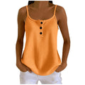 european and american summer new arrival: solid color waffle knit patchwork cami top with adjustable straps, slimming design, and button closure