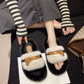 Thick sole cross strap furry slippers for women fall and winteroutwear2023new arrivalplatform shoesthick soleincrease soft bottomfor home cotton slippers
