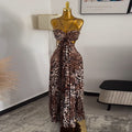 European and american women's clothing  autumn new arrivals: sweet, fresh, slimming, pleated high-waisted backless maxi dress