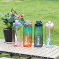 Custom large capacity water bottle, high-temperature resistant plastic cup, sports & fitness straw cup, men's outdoor portable water bottle flask