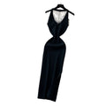 Korean style sleeveless white a-line dress for women - summer lace see-through high waist slimming slit maxi dress