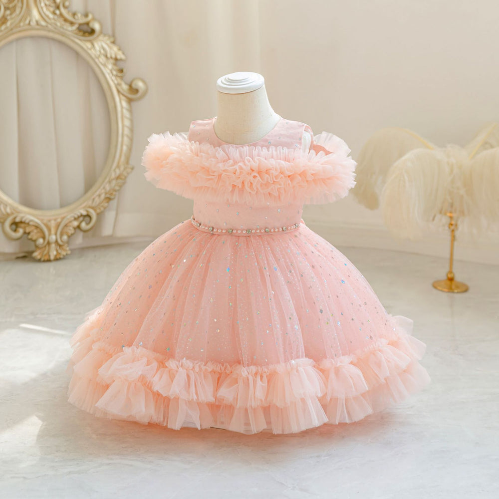 Ready-to-ship wholesale toddler formal dresses, tulle cake princess dresses for baby girls' birthday parties