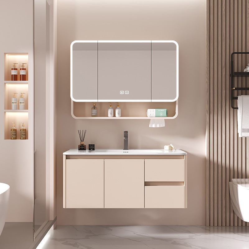 For home bathroom cabinet ceramic all-in-one basin double drawer thickened honeycomb aluminum bathroom washbasin washbasin
