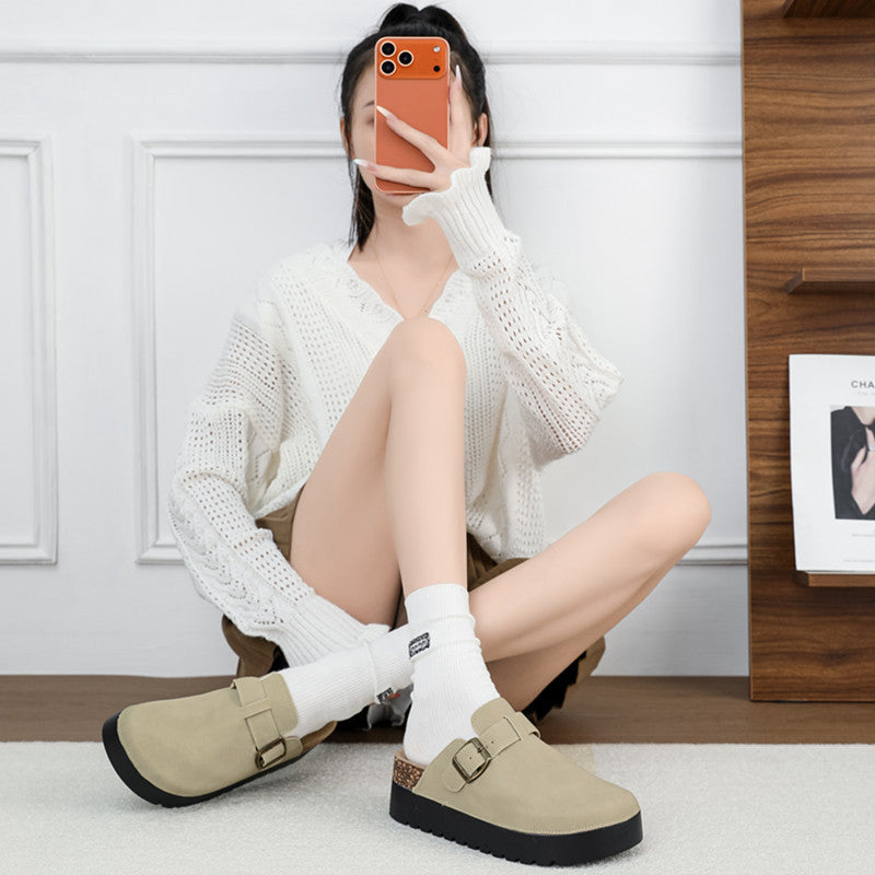 birkenstock slippers toe-cap half-slippers 2025 new spring & fall women's shoes slip-on retro wading pine outer wear wholesale
