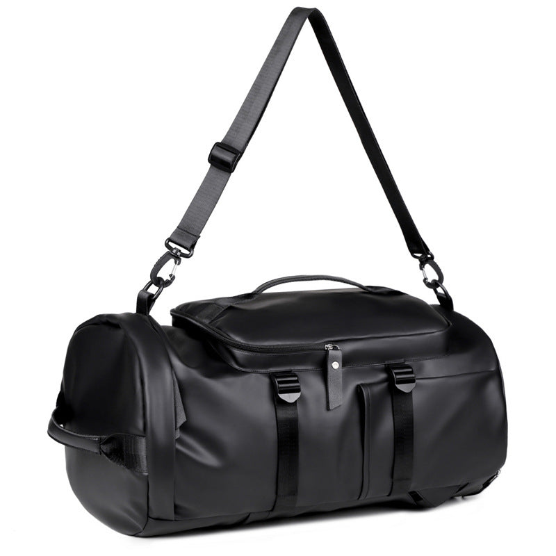 New multifunctional travel bag men's waterproof leather film casual large capacity dry and wet separation portable fitness bag backpack
