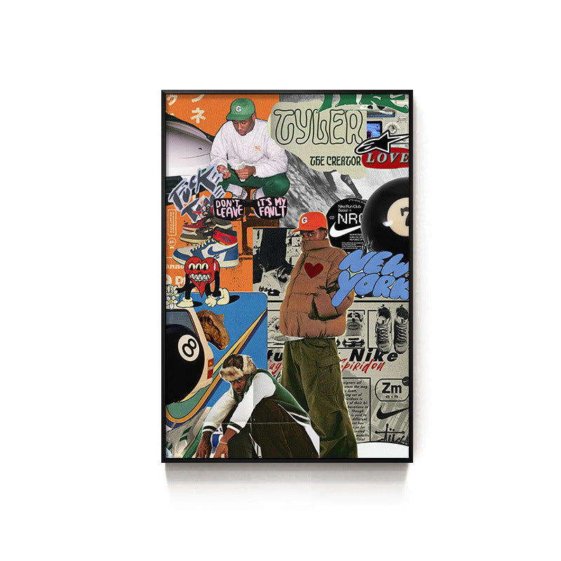 Black eight-ball billiard hall hanging picture billiard room club wall decoration painting creative graffiti trend chess and card club painting
