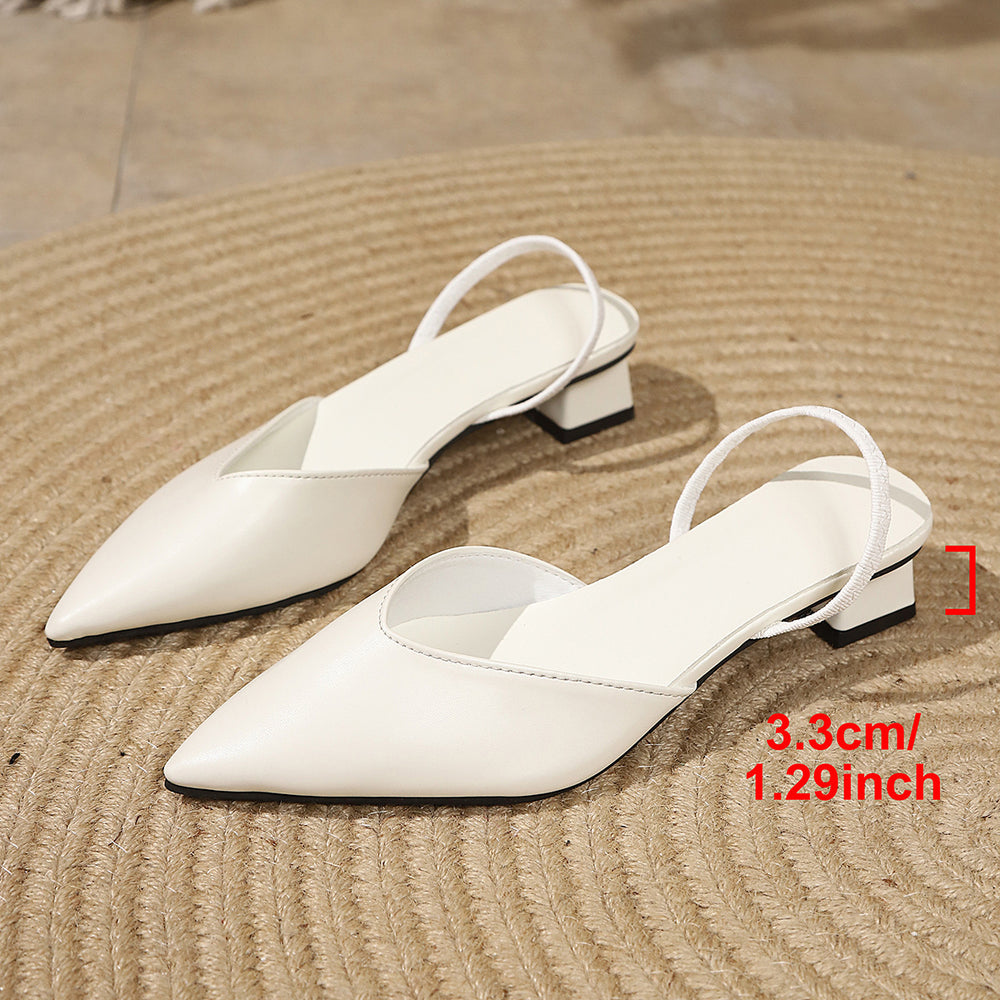 Exportplus size women's shoes 2026 spring and summer new arrival pointed thick heel medium heel flats women's back empty toe cap sandals women