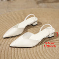 Exportplus size women's shoes 2026 spring and summer new arrival pointed thick heel medium heel flats women's back empty toe cap sandals women